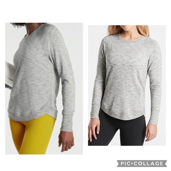 ATHLETA Women’s MINDSET Sweatshirt Marl Grey Heather Tulip Hem